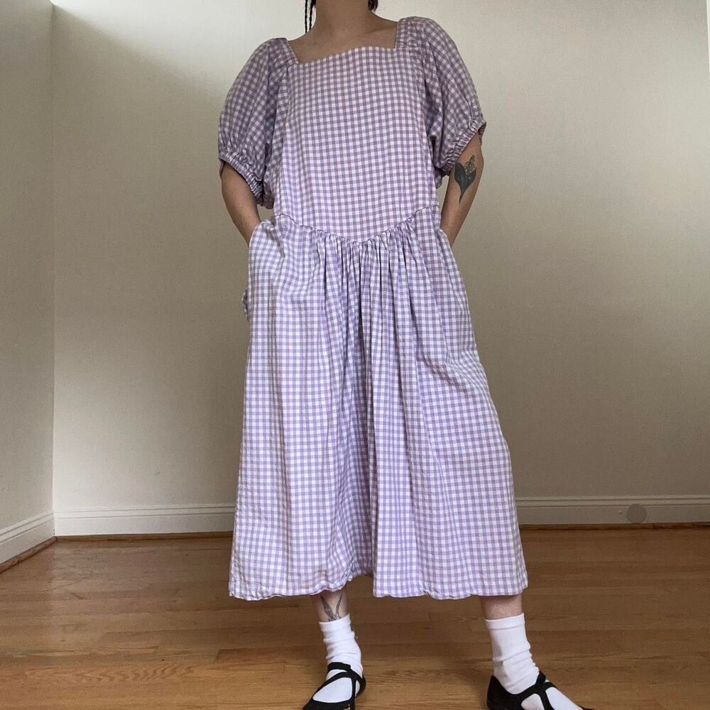 323 puff sleeve gingham maxi dress